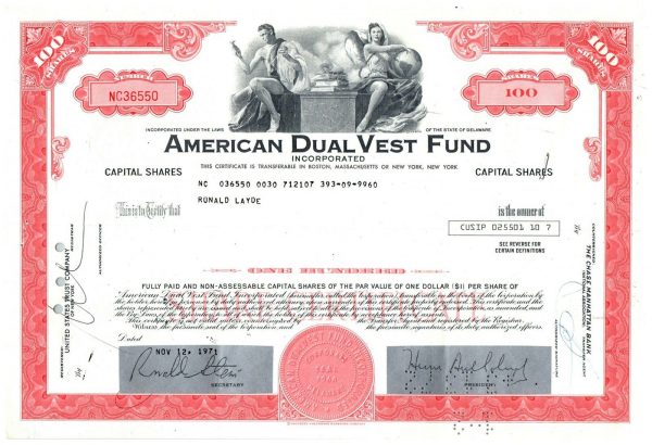 American Dual Vest Fund 100 shares